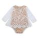 Qiylii Baby Girlâ€™s Bodysuit Solid Color Long Sleeve Romper Stitching Lace Dress