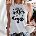 Juebong Dog Paws Footprint Tank Top Women Sleeveless Summer Funny Workout Tops Cute Dogs Lover Vest Dog Friends Tee Tops Casual Vacation Shirt Comfy Soft Mom Shirt Tanks