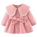 URMAGIC Toddler Baby Girls Doll Collar Single Breasted Trench Coat Fall Jacket Dress