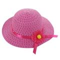 Mchoice Little Girl Kids Summer Straw Hat Wide Brim Floppy Beach Sun Protection Visor Hats with Lace Ribbon Bowknot on Clearance