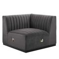 Conjure Channel Tufted Performance Velvet Right Corner Chair in Black/Gray