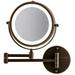 Ovente 7 Lighted Wall Mount Makeup Mirror 1X & 10X Magnifier Adjustable Double Sided Round LED Extend Retractable & Folding Arm Compact & Cordless Battery Powered Antique Bronze MFW70ABZ1X10X