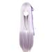 Unique Bargains Human Hair Wigs for Women Lady 35 Light Purple Wigs with Wig Cap