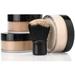 4pc FULL SIZE KIT w/KABUKI Mineral Makeup Matte Loose Powder Bare Face Cosmetics Full Coverage Long Lasting All Skin Types SPF 18 (WARM Neutral Shade-Most Popular)