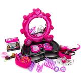 Toysery Girls Dressing Table - Comes with Lights Sounds Chair Fashion and Makeup Accessories Materials - Great for Group Play - Perfect Dream Gift for Kids