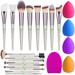 USTAR Makeup Brushes 18Pcs Makeup Brush Set Premium Synthetic Contour Concealers Foundation Powder Eye Shadows Makeup Brushes Kit 2 PCS Silicone Face Mask Brush & 4 Blender Sponge & 1 Brush Cleaner