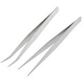 Unique Bargains 2 Pcs Silver Tone Slanted Tip Metal Eyebrow Tweezers Clip for Lady