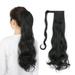 SHCKE 20/22 Inch Wrap Around Ponytail Extension Curly Straight Clip In Hair Extension Synthetic Hairpieces for Women Dark Black