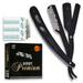 Equinox Professional Straight Edge Razor with 100 Single Derby Blades 100% Stainless Steel Razor and Blades - Close Shaving Men s Manual Shaver - Disposable Blades -Barber Straight Razor Kit - Black Matte Black Razor w/ 100 Derby Premium Blades