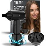 Cordless Hair Dryer with Diffuser - Low Heat Rechargeable Blow Dryer for Curly Straight Frizzy Natural Hair - Portable Lightweight with Base