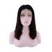 Unique Bargains Lace Front Wigs for Women 14 Black Gradient Dark Brown Medium Long Straight Bob with Wig Cap