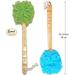 Shower Loofah Body & Back Scrubber - Exfoliating luffa loofa Bath Brush On a Stick - With Long Wooden Handle Back Brush For Men & Women - Easy Reach Body Wash & Lotion Applicator?2Pack-Blue&Green)