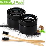 Reactionnx 2Pcs Activated Charcoal Teeth Whitening Powder(60g / 2.11oz) 2Pcs FREE Bamboo Toothbrush Natural Whitening Teeth Personal Coconut Charcoal