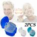 AURORA TRADE 2 Pack Denture Bath Case Cup Box Holder Storage Soak Container with Strainer Basket for Travel Cleaning