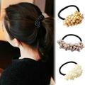 GROFRY Women Handmade Beaded Faux Pearls Elastic Hair Band Rope Ponytail Holder Gift