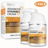 Kizenka Vitamin C Face Cream Reduce Dark Spot Anti Aging Deep Hydration for Daily Facial Moisturizer Skin Firm Lotion - 2 Pack