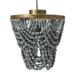 Creative Co-Op 2-Tier Draped Wood Bead Semi-Flush Mount Ceiling Light