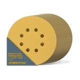 POWERTEC 6â€� Hook and Loop Sanding Disc | 8 Hole | 220 Grit â€“ 100 Pack 44222G-50-P2 Gold