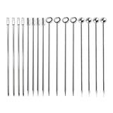 NUOLUX 16pcs Cocktail Picks Stainless Steel Cocktail Sticks Fruit Sticks Practical Swizzle Sticks for Bar (Silver)