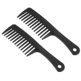 Unique Bargains 2pcs Wide Tooth Comb for Curly Hair Wet Hair Thick Wavy Hair Detangling Comb Hair Combs for Women Black