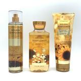 Bath and Body Works Golden Sunflower Fine Fragrance Mist Shower Gel and Body Cream 3-Piece Bundle