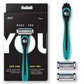 Made For YOU by BIC Shaving Razor Blades for Every Body - Men & Women with 2 Cartridge Refills - 5-Blade Razors for a Smooth Close Shave TEAL Kit