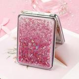 Quicksand Makeup Mirror Double Sided Handheld Compact Cosmetic Mirror Glitter Foldable Hand Mirror Portable Travel Purse Mirror