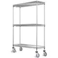 24 Deep x 24 Wide x 92 High 3 Tier Stainless Steel Wire Mobile Shelving Unit with 1200 lb Capacity