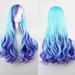 MIARHB Cosplay Wavy Long Wigs Blue Curly Wig Extensions Synthetic Hair Sexy Fashion wig