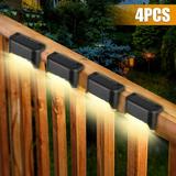 EROCK 4Pcs Solar Deck Lights Outdoor Patio Light Super Bright LED Walkway Light Solar Step LED Waterproof Lighting for Outdoor Deck Patio Stair Yard Path and Driveway