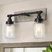 LNC 2-Light Black and Grey Farmhouse Mason Jar Bathroom Vaniyt Light 18.1 L x 6.3 D x 11.8 H