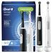 Oral-B Pro 1000 CrossAction Electric Toothbrush Powered by Braun Black and White Pack of 2