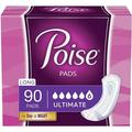 Poise Incontinence Pads for Women Ultimate Absorbency Long Original Design 90 Count (2 Packs of 45) (Packaging May Vary)
