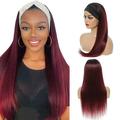 Beauhair Headband Wigs Straight Human Hair 180% Density Headband Wigs Glueless None Lace Front Wigs Burgundy Colored #99J for Black Women 16 inch