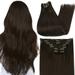 Full Shine Dark Brown Clip in Hair Extensions 7Pcs Clip in Extensions Human Real Hair Extensions Clip in Remy Hair 18â€�