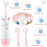 POINTERTECK Kids Sonic Electric Toothbrush Battery Powered Cartoon Soft Toothbrush with 3 Replaceable Brush Head for Children Toddlers for Boys&Girls Age 3-12-Deep Clean for Kids