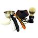 2 pcs Men Shaving Gift Set Cut Throat Straight Razor Leather Strop Strap Honing Shave Bowl and Soap