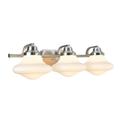 Aspen Creative 62075 3 Light Metal Bathroom Vanity Wall Light Fixture 24 1/2 Wide Transitional Design in Brushed Nickel with Opal Etched Glass Shade