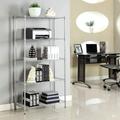 5 Tier Storage Shelf Tower Adjustable XM-304B Rectangle Carbon Steel Metal Assembly 5-Shelf Storage Rack Heavy Duty Steel Tube Wire Shelving Unit Closet Organizer Rack Silver Gray