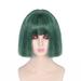 Unique Bargains Human Hair Wigs for Women Lady 11 Deep Green Bob Wig with Wig Cap