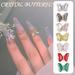 Grofry 5Pcs/Set Nail Butterfly Ornament Ice Penetration 3D Colorful Shiny Manicure Crystal Butterfly for Beauty 7