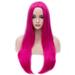 RightOn 25 Hot Pink Wig Long Straight Wig Rose Red Wig Charming Women Girls Straight Wigs for Cosplay Party or Daily Use Wig Cap Included