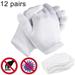 Dream Lifestyle Cotton Gloves 12 Pairs White Cotton Gloves for Dry Hands Moisturizing Eczema Washable Gloves for Men & Women Stretchable Cloth Gloves for Coin Jewelry Silver Inspection