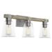 Kira Home Asher 23 3-Light Farmhouse / Bathroom Light + Conic Glass Shades Bleached Oak Wood Style + Galvanized Steel