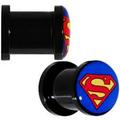 Superman Screw Fit Stash Box Acrylic Gauges/Plugs 2 Piece (1 Pair) (B/92) (2G (6MM))