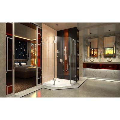 Dreamline DreamLine Prism Lux 36 inch D x 36 inch W x 74 3/4 inch H Frameless Neo-Angle Hinged Shower Enclosure in Chrome with White Shower Base Kit DL-6050-01