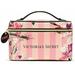 2 PC VICTORIA S SECRET PINK STRIPED GRAFFITI COSMETIC BAG MAKEUP TRAIN VANITY CASE NWT