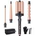Ustar BESTOPE Curling Iron Ion Titanium 3 Barrel 4 in 1 Hair Crimper Iron Wand Set with LED Temp Control 1 Ceramic Tourmaline Triple Barrels Instant Heat up and Glove & 2 Hair Clips