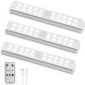 LED Closet Light Cabinet Lights with Remote Control 20 LED Under Cabinet Lighting Battery Operated Wireless Stick-on Under Counter Light Bar for Kitchen/Wardrobe/Counter (3-Pack)
