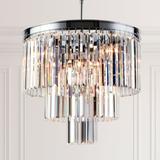 Modern Crystal Chandeliers 19.7 Round Crystals Chandelier Adjustable Ceiling Light Fixture 3-Tier Crystal Pendant Lamp Contemporary 7-Light Pendant Lights for Dinning Room Living Room Kitchen Hote